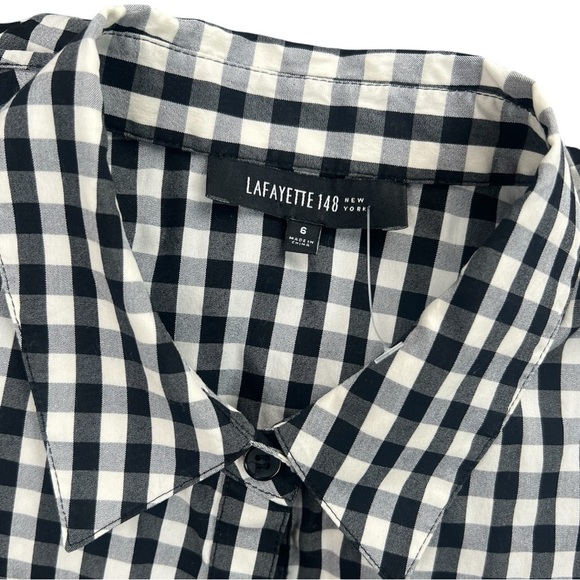 Lafayette 148 Women's Leigh Gingham Plaid Button Down Top In Size 6 - Picture 8 of 9